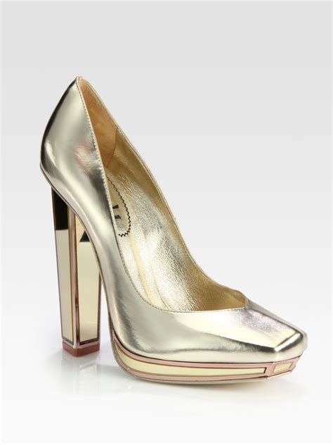 ysl metallic heels|ysl platform heel.